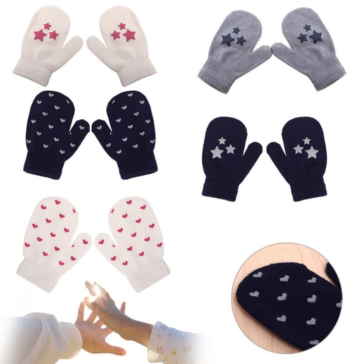 Dot Star Heart Pattern Mittens Children Gloves Soft Knitting Warm Mittens