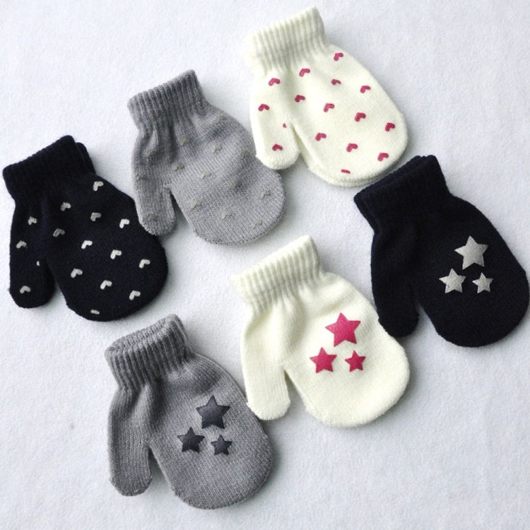 Dot Star Heart Pattern Mittens Children Gloves Soft Knitting Warm Mittens