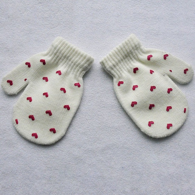 Dot Star Heart Pattern Mittens Children Gloves Soft Knitting Warm Mittens