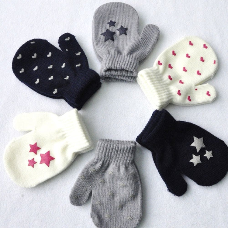 Dot Star Heart Pattern Mittens Children Gloves Soft Knitting Warm Mittens