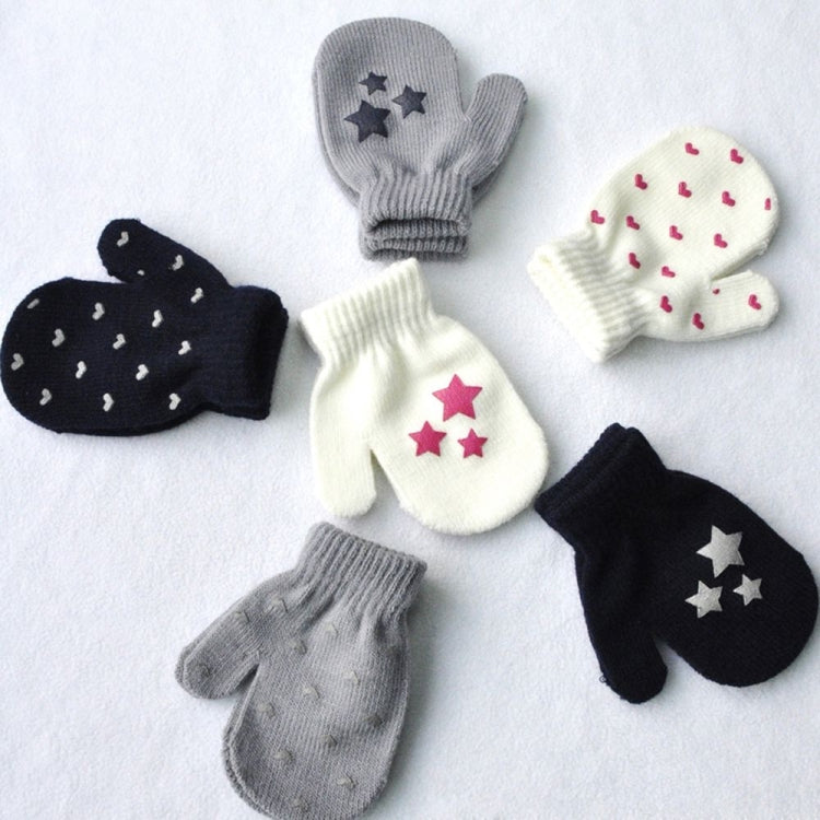 Dot Star Heart Pattern Mittens Children Gloves Soft Knitting Warm Mittens