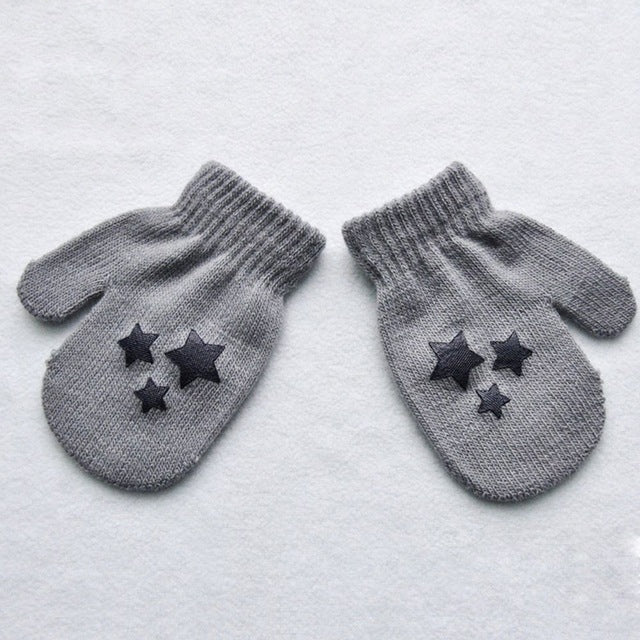 Dot Star Heart Pattern Mittens Children Gloves Soft Knitting Warm Mittens