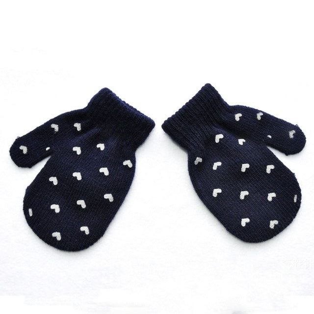 Dot Star Heart Pattern Mittens Children Gloves Soft Knitting Warm Mittens