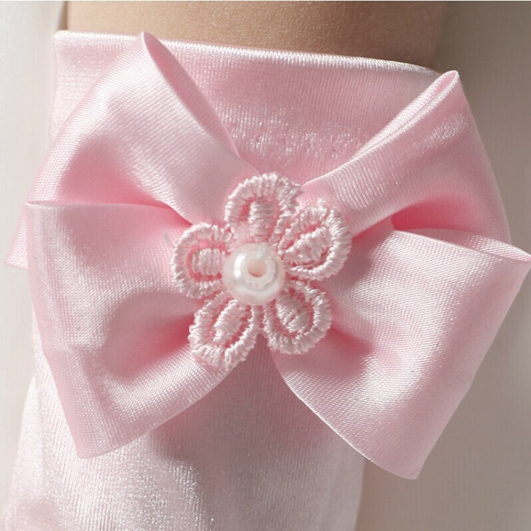 Lovely Girl Etiquette Performance Gloves bowknot Satin Gloves Short Children Princess Dance Glove, Size:M
