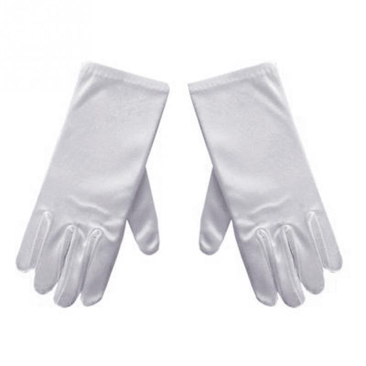 Unisex Kids Gloves Short Satin soft Elastic Gloves for Children Girls Boys Performance Dance Speech Gloves One Size(white)