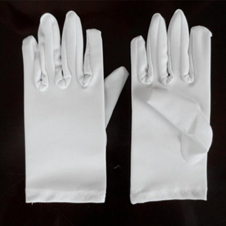 Unisex Kids Gloves Short Satin soft Elastic Gloves for Children Girls Boys Performance Dance Speech Gloves One Size(white)