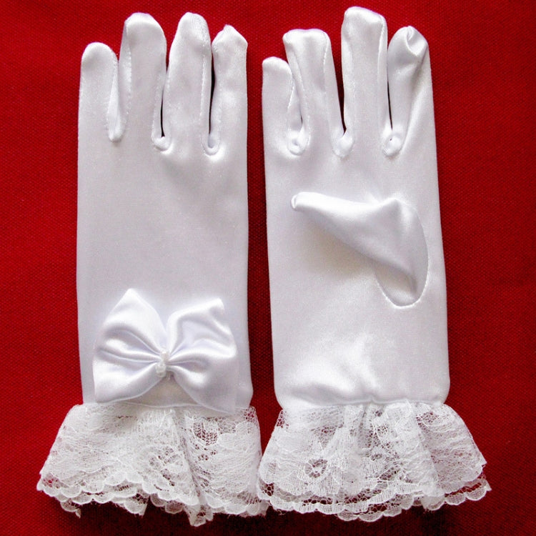 Stylish White Lace Girls  Performance Gloves Sweet Party Kids Gloves Costume Accessories, Size:S ( for Age 4-8)
