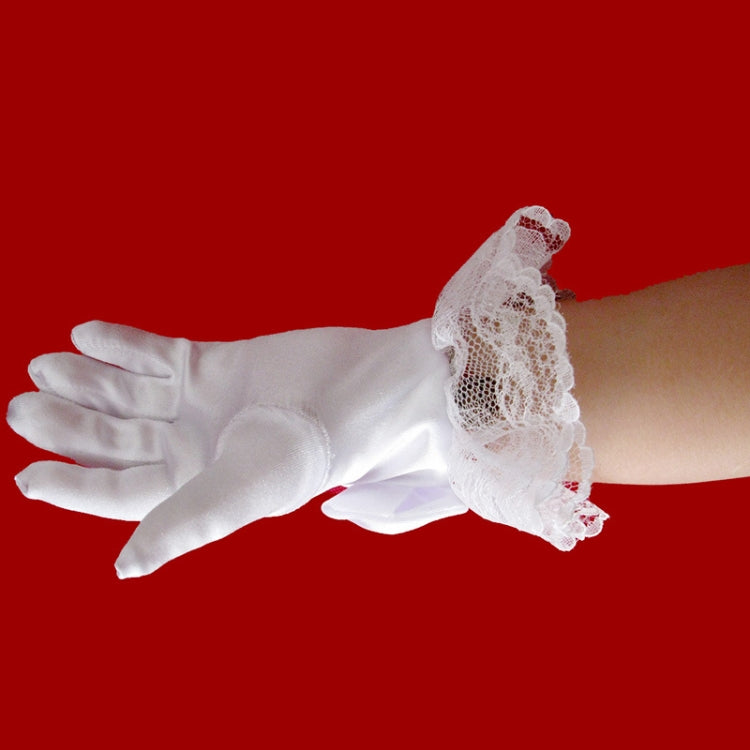 Stylish White Lace Girls  Performance Gloves Sweet Party Kids Gloves Costume Accessories, Size:M ( for Age 8-12)