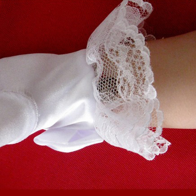 Stylish White Lace Girls  Performance Gloves Sweet Party Kids Gloves Costume Accessories, Size:M ( for Age 8-12)