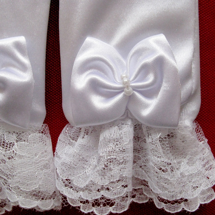 Stylish White Lace Girls  Performance Gloves Sweet Party Kids Gloves Costume Accessories, Size:M ( for Age 8-12)