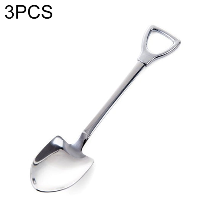 3 PCS Stainless Steel Shovel Shape Tea Coffee Sugar Spoon Ice Cream Dessert Spoon