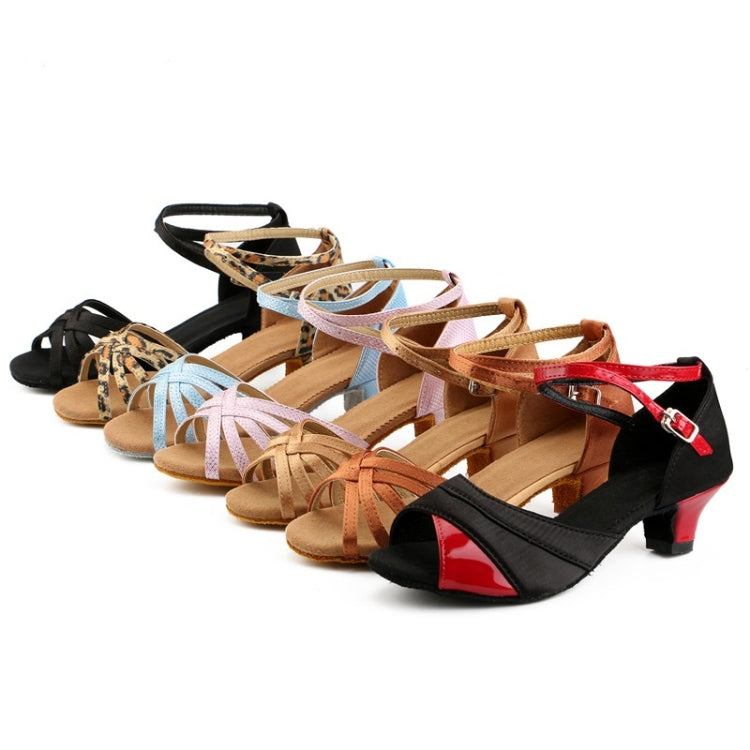 Ballroom Tango Salsa Latin Dance Shoes Low Heel Shoes for Girls, Shoe Size:37