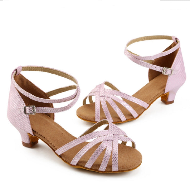 Ballroom Tango Salsa Latin Dance Shoes Low Heel Shoes for Girls, Shoe Size:38