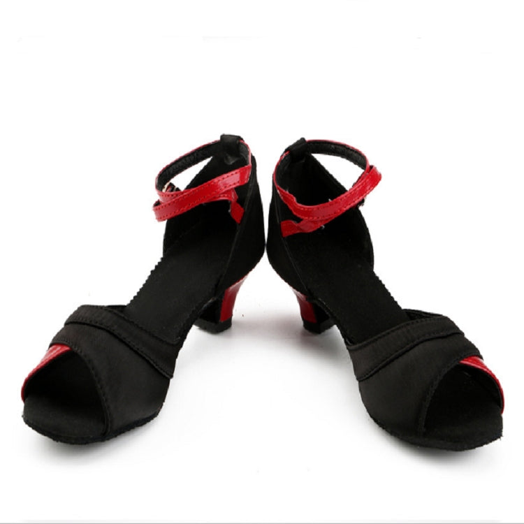 Ballroom Tango Salsa Latin Dance Shoes Low Heel Shoes for Girls, Shoe Size:38
