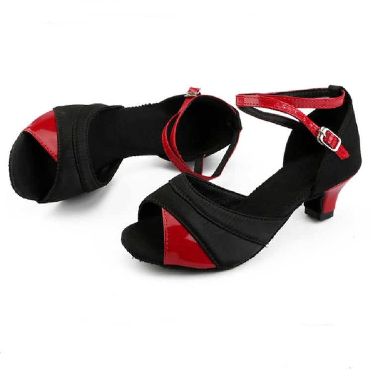 Ballroom Tango Salsa Latin Dance Shoes Low Heel Shoes for Girls, Shoe Size:38