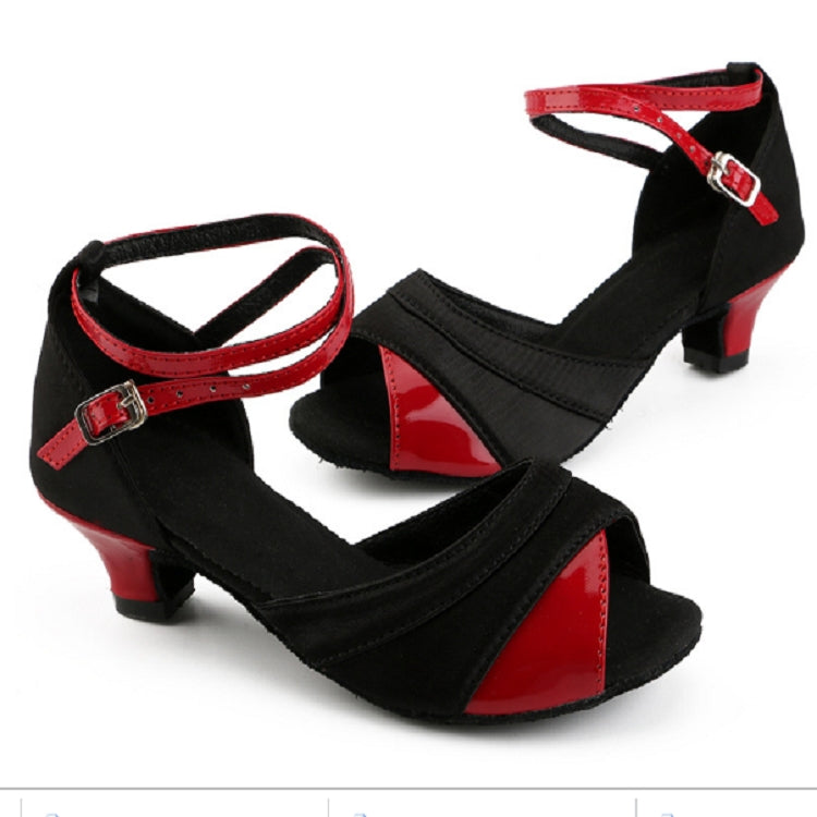 Ballroom Tango Salsa Latin Dance Shoes Low Heel Shoes for Girls, Shoe Size:39