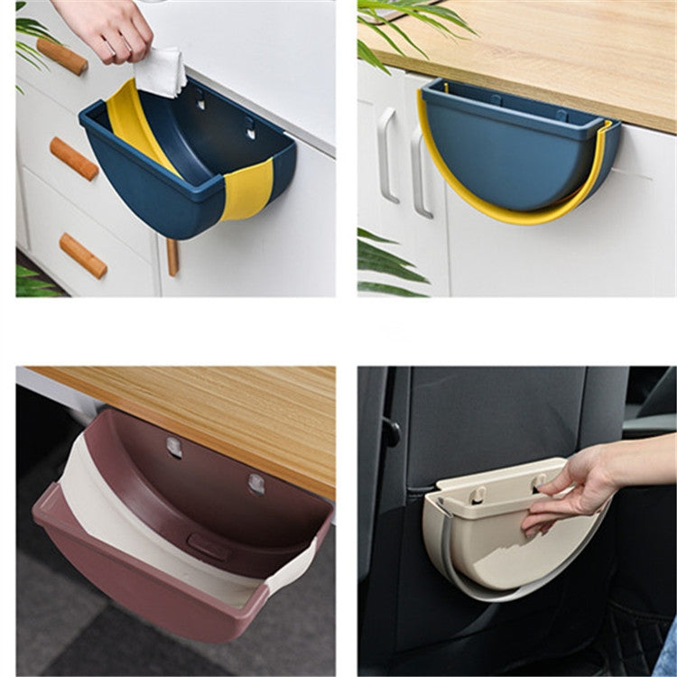 Household Kitchen Office Car Free Punch Hanging Foldable Trash Bin