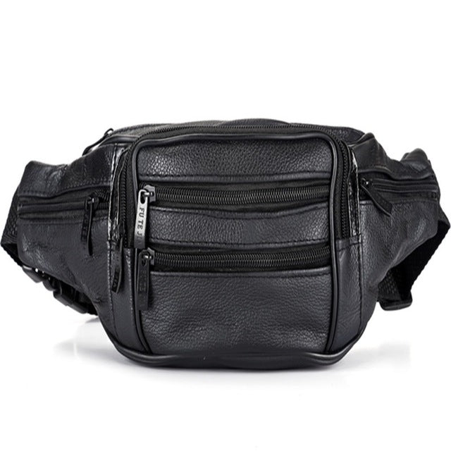 Fashion Men Leather Waist Bags Travel Necessity Organizer Mobile Phone Bag
