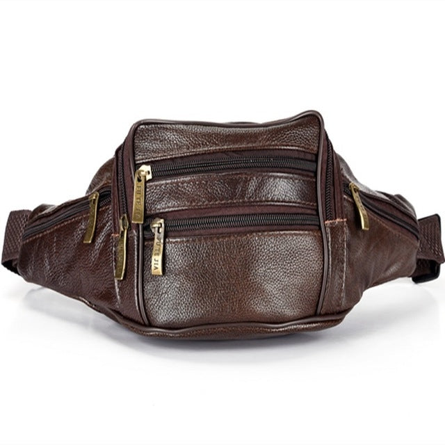 Fashion Men Leather Waist Bags Travel Necessity Organizer Mobile Phone Bag