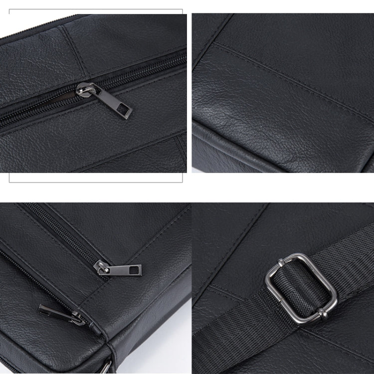 Men Cowhide Leather Crossbody Bags Vertical Shoulder Bag Business Bag