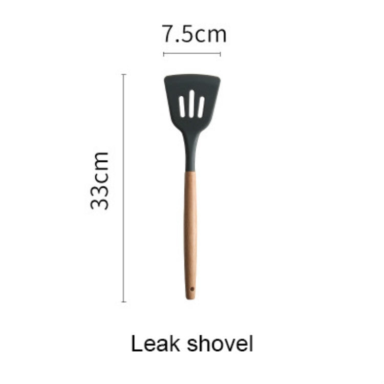 Silicone Wood Handle Spatula Heat-resistant Soup Spoon Non-stick Special Cooking Shovel Kitchen Tools Leak Shovel