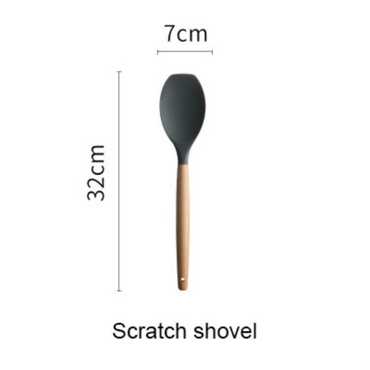 Silicone Wood Handle Spatula Heat-resistant Soup Spoon Non-stick Special Cooking Shovel Kitchen Tools Spatula Shovel