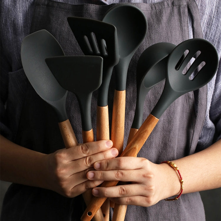 Silicone Wood Handle Spatula Heat-resistant Soup Spoon Non-stick Special Cooking Shovel Kitchen Tools Oil Brush