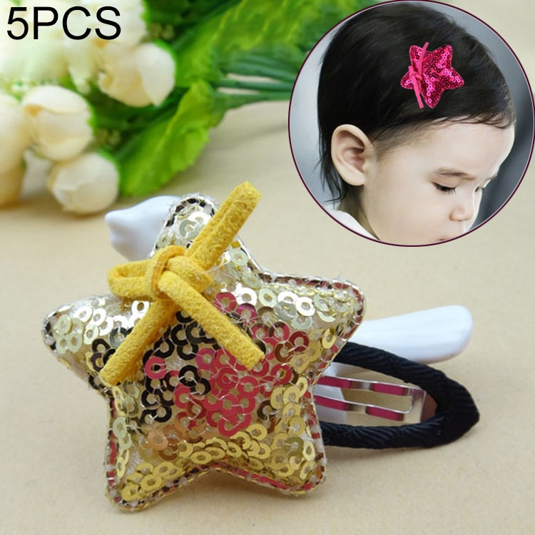 5 PCS Girls Sequins Pentagram BB Clip Children Hair Accessories