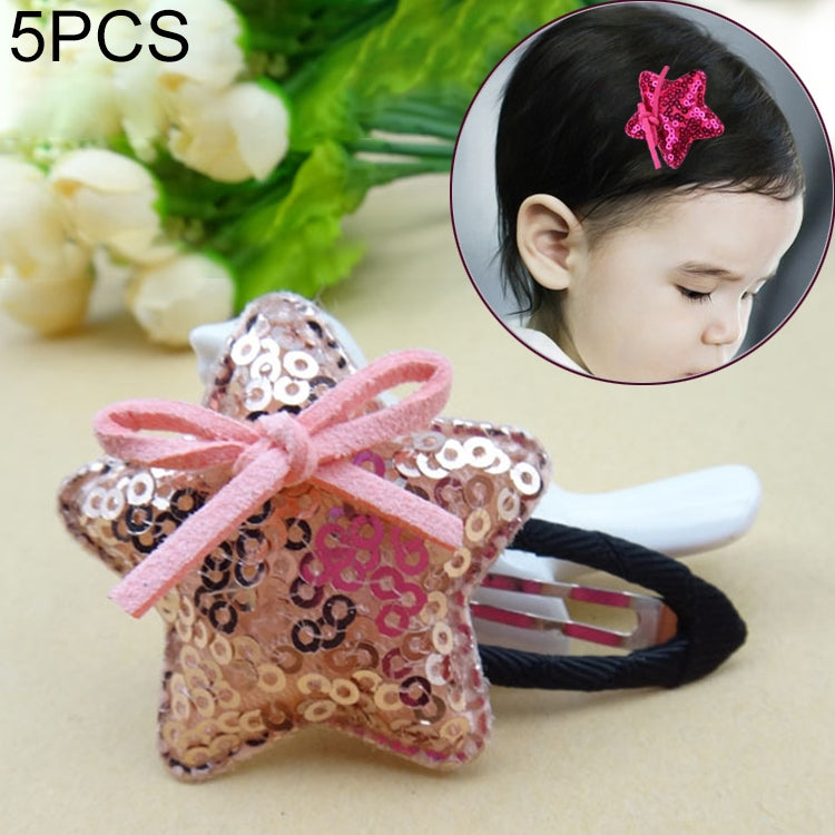 5 PCS Girls Sequins Pentagram BB Clip Children Hair Accessories