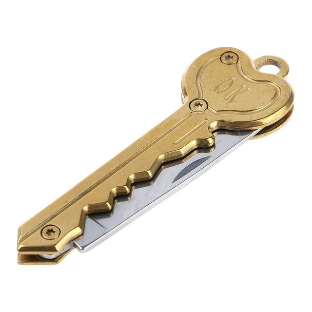 Mini Key Knife Camp Outdoor Keyring Ring Keychain Fold Self Defense Security Multi Tool
