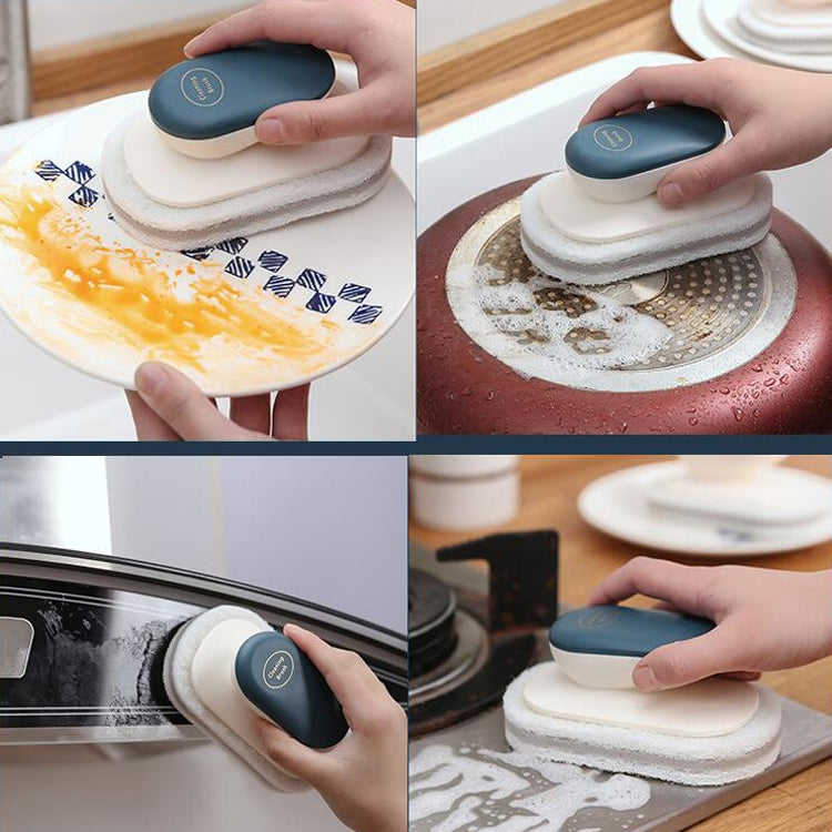 10 PCS Sponge Brush Clean Countertop Multi-function Kitchen Bathroom Scouring Pad Wash Dishes Pot Brush with Handle
