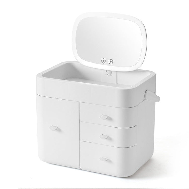 Desktop Cosmetic Drawer Storage Box Skin Care Products Dust-proof Makeup Box with Mirror, Style: