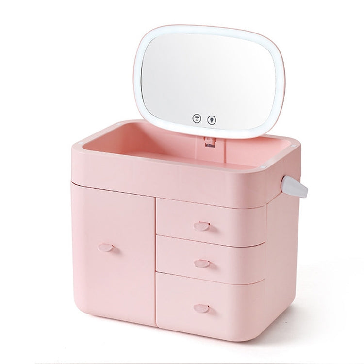 Desktop Cosmetic Drawer Storage Box Skin Care Products Dust-proof Makeup Box with Mirror, Style: