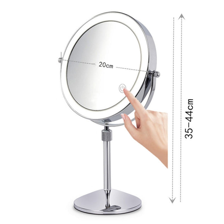 Desktop Double-SidedRound LED Luminous Makeup Mirror Liftable Magnifying Mirror, Specification:Plane + 7 Times Magnification(8-inch Rechargeable)