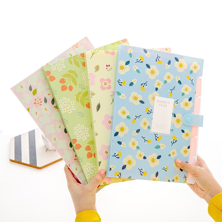 Office Small Fresh Flowers Multi-layer Folder PVC Folder