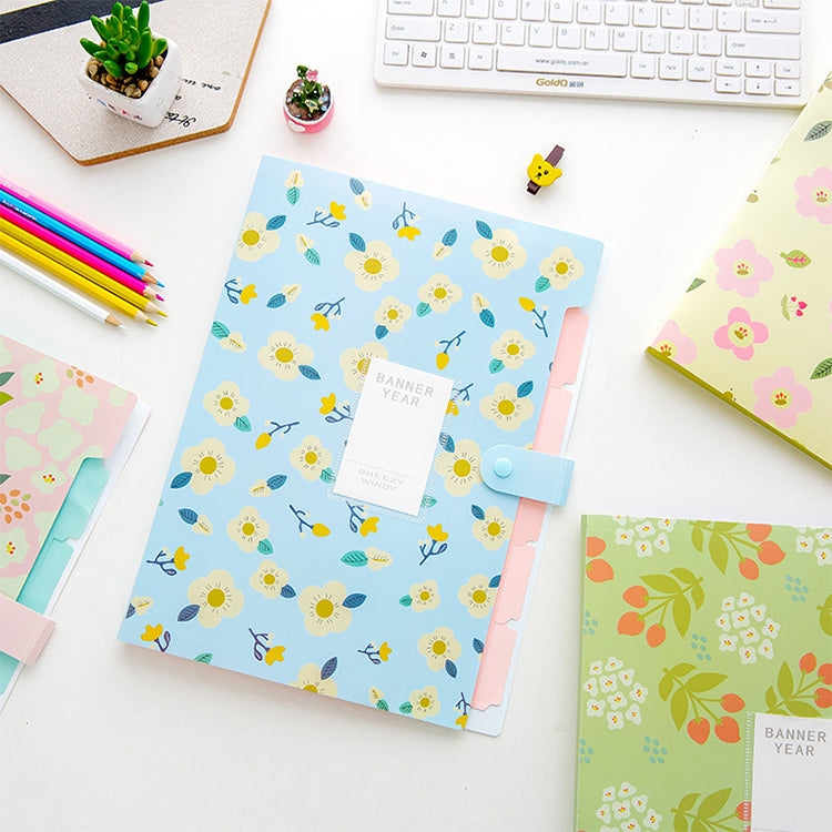 Office Small Fresh Flowers Multi-layer Folder PVC Folder