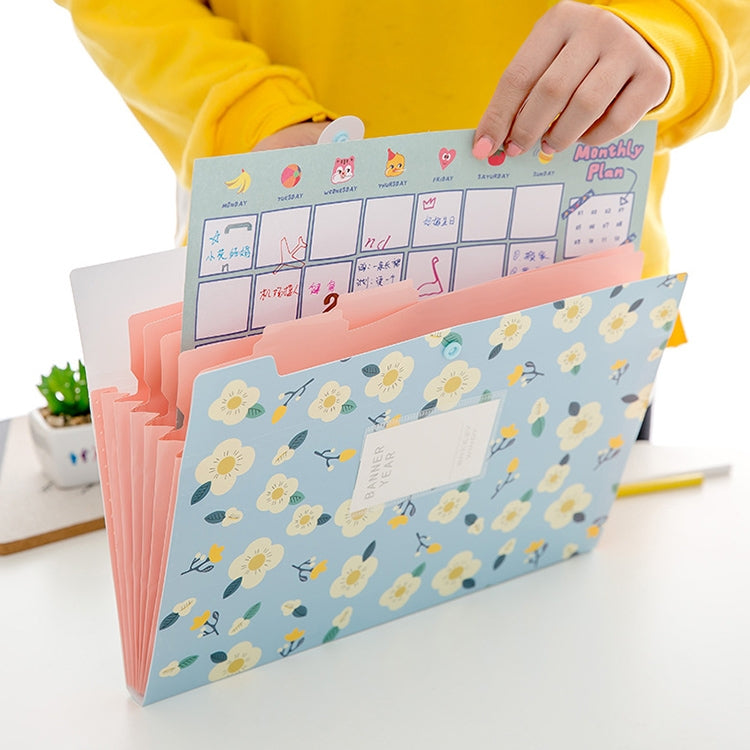 Office Small Fresh Flowers Multi-layer Folder PVC Folder