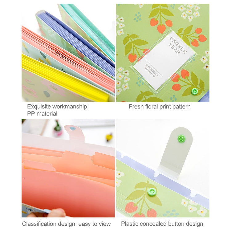 Office Small Fresh Flowers Multi-layer Folder PVC Folder