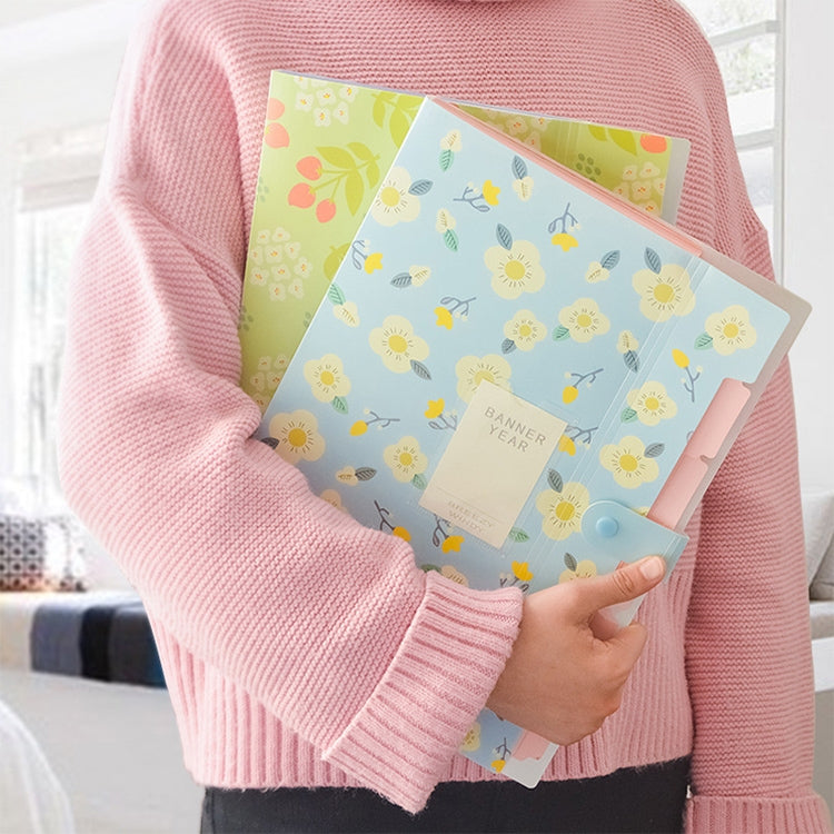 Office Small Fresh Flowers Multi-layer Folder PVC Folder