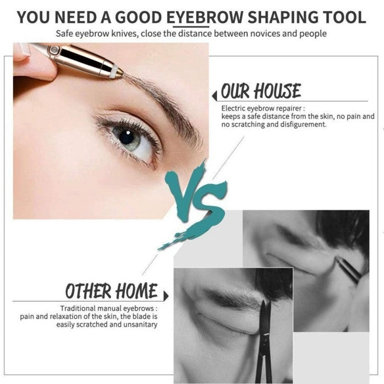 Push Button Electric Eyebrow Trimmer Automatic Hair Removal Device(Rose Gold)
