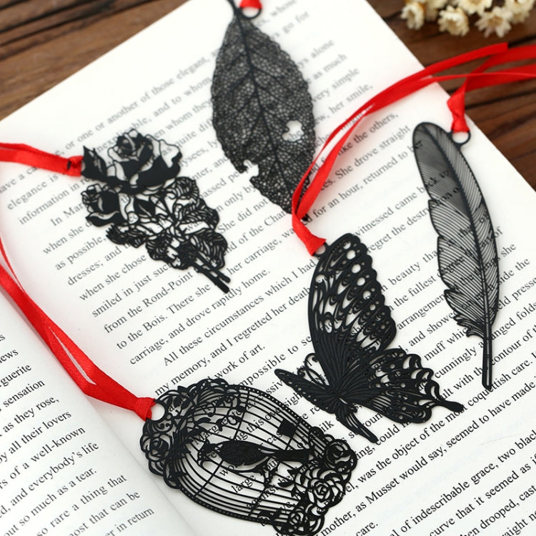 2 PCS Ferrous Metal Bookmarks Creative Stationery Gifts Feather