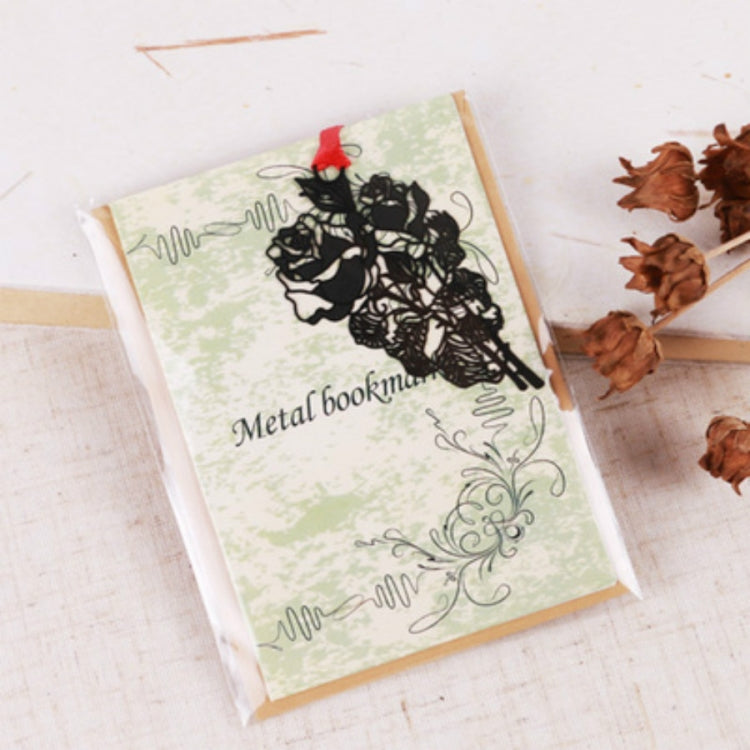 2 PCS Ferrous Metal Bookmarks Creative Stationery Gifts Rose Flower