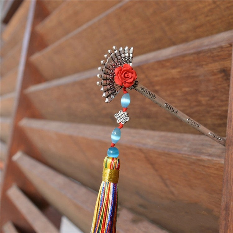 Creative Classical Metal Tassel Fan Bookmark