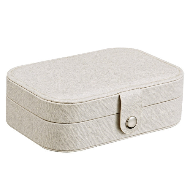 Simple Girl Earrings Rings Plate Jewelry Box Portable Leather Multi-function Jewelry Storage Box