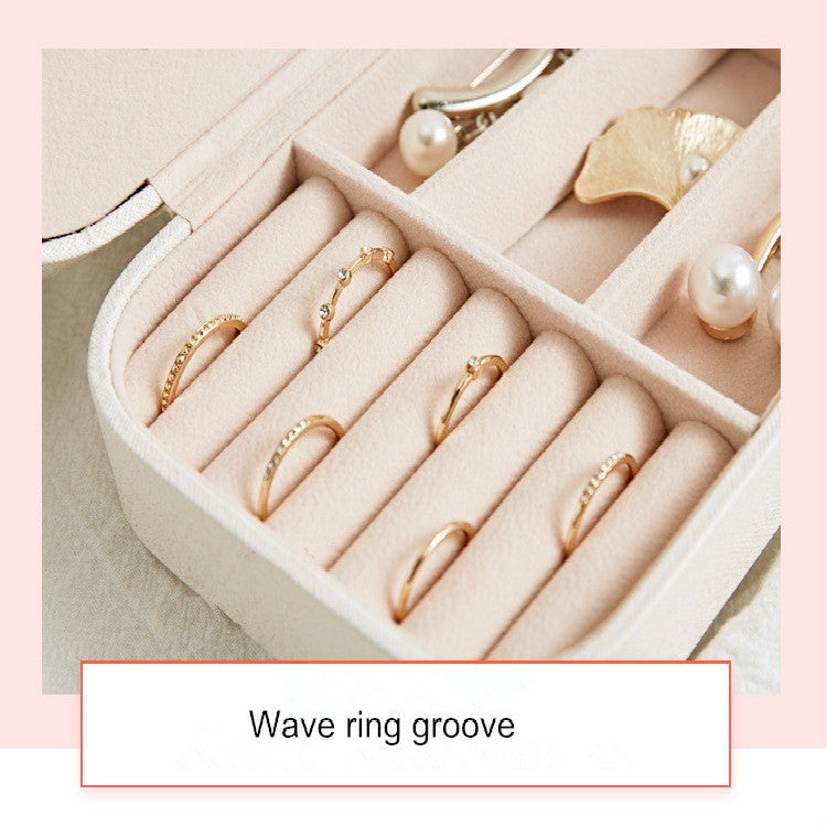 Simple Girl Earrings Rings Plate Jewelry Box Portable Leather Multi-function Jewelry Storage Box
