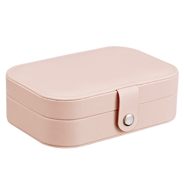 Simple Girl Earrings Rings Plate Jewelry Box Portable Leather Multi-function Jewelry Storage Box