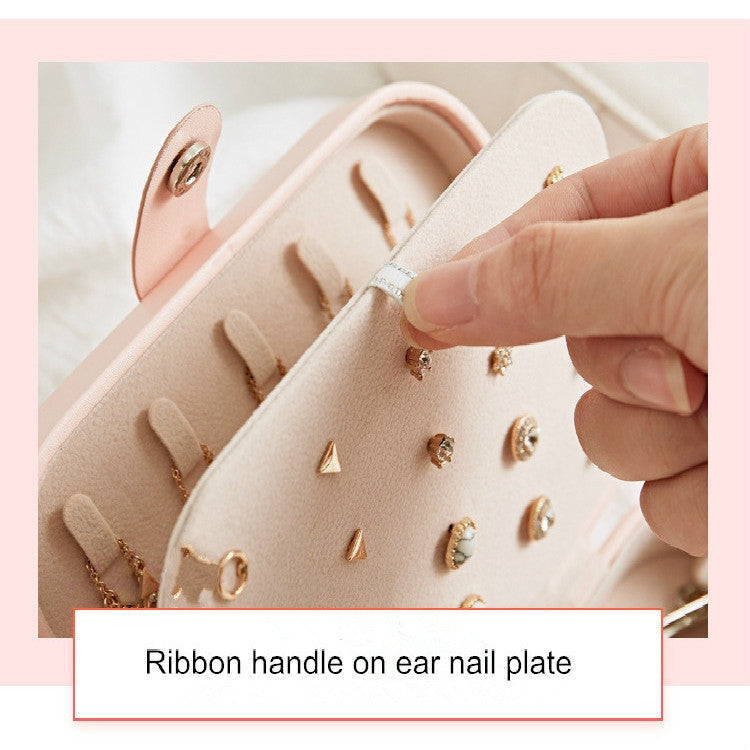 Simple Girl Earrings Rings Plate Jewelry Box Portable Leather Multi-function Jewelry Storage Box