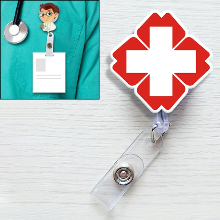 Cross Mark Pattern Cute Retractable Badge Reel Student Nurse ID Name Card Badge