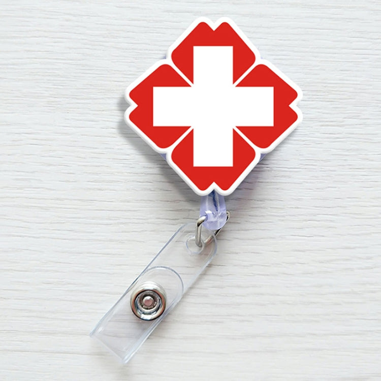 Cross Mark Pattern Cute Retractable Badge Reel Student Nurse ID Name Card Badge