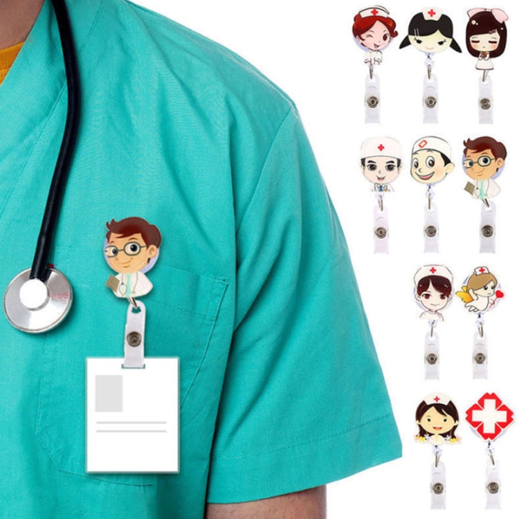 Cross Mark Pattern Cute Retractable Badge Reel Student Nurse ID Name Card Badge
